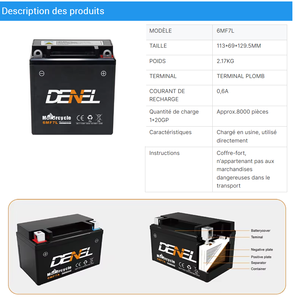 Batterie de moto AMG LTX7L <span class=keywords><strong>Ytx7</strong></span> 12v7Ah HIGH CCA110 pour Honda / Yamaha / KTM, garantie 1 an, fabrication OEM - Product Image 4