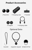 Mini microphone sans fil pour créateurs de contenu, micro-cravate 2,4 G Plug-and-Play avec boîtier de charge pour enregistrement vidéo et interviews