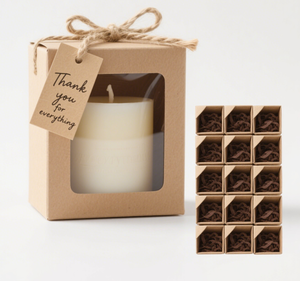 Customizable Size 4-10 oz Transparent Kraft Paper Candle Gift Box with <strong>Hemp</strong> Rope Tie for Folder Type Candle <strong>Packaging</strong> - Product Image 3