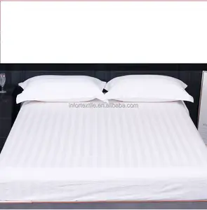 TC300棉缎酒店床上用品1英寸法兰超大尺寸棉缎条纹床羽绒被套床单
