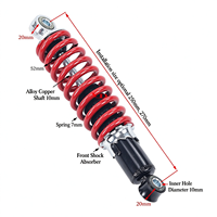 Amortisseur avant et arrière 270 mm/260 mm/250 mm, compatible avec les scooters, motos, motocross, quads, karts et buggys de 50 cc à 125 cc