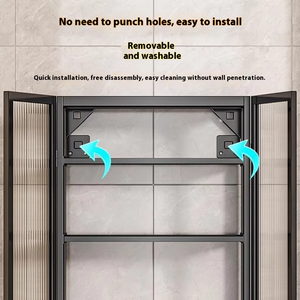 Étagère de rangement murale pour salle de bain moderne en acier au carbone rectangulaire à trois niveaux non pliable multifonctionnelle - Product Image 2