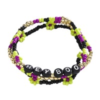 3 buah/set gelang manik-manik buatan tangan untuk desain perhiasan bunga huruf Inggris tumpuk banyak lapisan trendi lintas batas Halloween