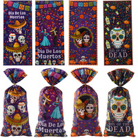 50 pièces mexicain jour des morts thème bonbons biscuits sacs crâne Opp cadeau emballage sacs pour anniversaire Halloween fête décoration