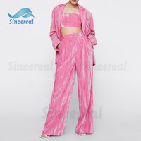 Personnalisé Mode Décontracté Professionnel Strass Costume Veste Blazers Ensemble Velours Côtelé Pantalon Costume Trois Pièces Costumes pour Femmes