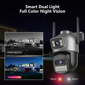 Veezoom 10MP ống kính kép đầy màu sắc tầm nhìn ban đêm PTZ WIFI máy ảnh hai chiều âm thanh ngoài trời an ninh tự động theo dõi CCTV <span class=keywords><strong>Camera</strong></span> - Product Image 4