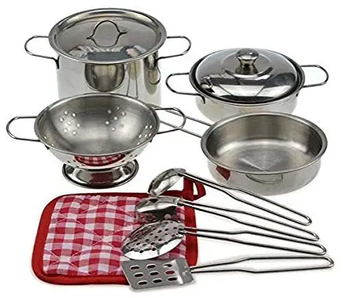 金属製の鍋とフライパンキッチン調理器具プレイセット調理器具セットプラスチックABS