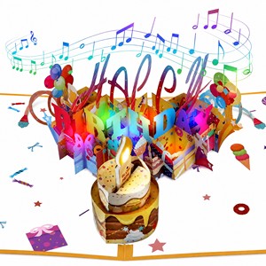 Tarjeta de Cumpleaños 3D Pop Up con Luz LED y Música, Tarjeta de Felicitación Creativa y Personalizada, Regalo para Fiestas - Product Image 1