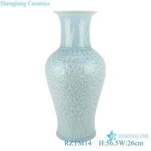 RZTM09 cristallo smaltato <span class=keywords><strong>ombra</strong></span> cielo ciano <span class=keywords><strong>vaso</strong></span> in ceramica peonia fiore avvolgimento intaglio forma irregolare <span class=keywords><strong>vaso</strong></span> di <span class=keywords><strong>fiori</strong></span> in porcellana - Product Image 6