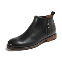 Bottes Chelsea rétro d'hiver britanniques pour hommes, cuir véritable, respirantes, fermeture éclair tendance, marque tendance, confortables, solides, pour le bureau