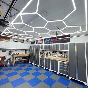 Iluminación LED Hexagonal 5CCT, Lámpara de Techo Tipo Panal para Garaje, Estación de Detallado de Automóviles, Taller, Sistema de 15 Rejillas - Product Image 4