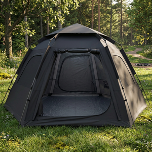 Tenda Esagonale Stile Yurt Doppia Quattro Stagioni Pieghevole Portatile da Campeggio Rinforzata in Tessuto Oxford Impermeabile 1500-2000mm - Product Image 1