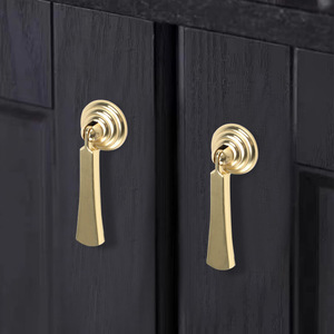 Chinese Style Brushed Gold <b>Cabinet</b> Lever Handle Zinc Alloy Durable Furniture Drawer Pull For <b>Cabinet</b> Doors - Product Image 1