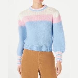 Bán Buôn <span class=keywords><strong>Crewneck</strong></span> Áo Len Phụ Nữ Cô Gái Ưa Thích Áo Len Chải Knit Puff Tay Áo Dệt Kim Phụ Nữ Áo Len - Product Image 2