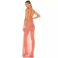 Robe longue dos nu transparente et sexy à fente haute pour femme, style mondaine, best-seller transfrontalier pour l'été sur AliExpress