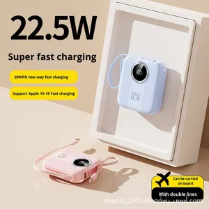 Batería Externa de Carga Rápida y Resistente de 22.5W con Cable Micro USB Integrado, Tipo-C, Pantalla LED, Mini Compacta, Venta al Por Mayor - Product Image 2