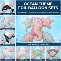 Feiyue Fournitures de Fête Thème Anniversaire Océan, Ensemble de 5 Ballons en Aluminium Coquillage Étoile de Mer pour Décoration de Fête d'Anniversaire CE/CPC
