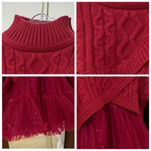 Robe d'hiver princesse élégante avec paillettes tricotées patchwork une pièce pour bébé <span class=keywords><strong>jupe</strong></span> courte fille - Product Image 2