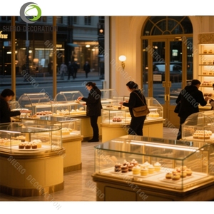 Vitrine à pain en bois durable et personnalisée, comptoir de présentation de gâteaux et de desserts en verre, mobilier de boulangerie pour la conception de boulangeries. - Product Image 2