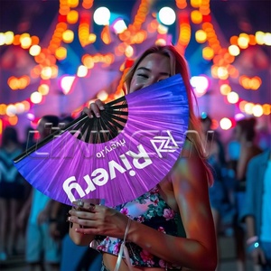 Custom <b>Large</b> Bamboo Folding Hand <b>Fans</b> for Music Festival - Product Image 3
