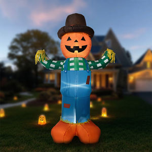 210cm épouvantail lumineux plug-in gonflable fantôme citrouille homme et sangle pantalon Halloween ornement fête pelouse décoration - Product Image 6