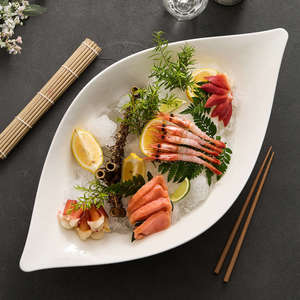 จานเซรามิคลายปลา<span class=keywords><strong>แซลมอน</strong></span>สมัยใหม่ จานตกแต่งอาหารทะเล ภาชนะสำหรับโรงแรม <span class=keywords><strong>บุฟเฟ่ต์</strong></span> อาหารสด ถาดอบ - Product Image 4