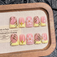 Nouveauté : Faux ongles à presser en acrylique PMMA 3D, faits main, forme bec de canard courte et courbée, couvrance totale, personnalisables OEM, prêts à poser