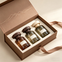 Envío Rápido, Botellas Difusoras de Aroma de Vidrio Redondo con Base Gruesa de 120 ml, Difusores de Aroma para Coche con Varillas de Ratán