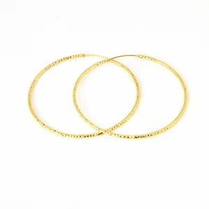 Jinxiuxing 24k Karat Screw Gold Plated Fashion Earring Big Bling Hoop Earrings Jewelry Hoops Gold Filled Solid Earring Women