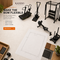KANDO Pack d'équipement d'entraînement de fitness en caoutchouc durable à 8 stations, poids réglable, antidérapant, pour usage corporel complet, commercial