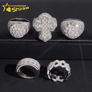 アメリカ倉庫からの迅速発送 メンズリング 925スターリングシルバー ホワイトゴールドメッキ ダイヤモンドテスト合格 モアサナイト アイスアウトリング - Product Image 4