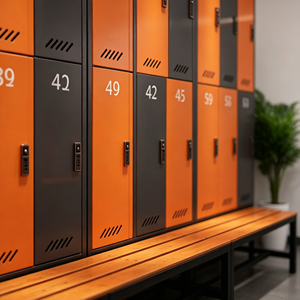3-Tier Metal <b>Locker</b>, Orange & Black Steel Storage Cabinet for Gym/School/<b>Office</b> - Product Image 3