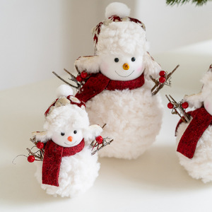 Décoration de Noël, poupée bonhomme de neige en peluche tricotée, ornement de table pour la décoration de Noël, cadeaux pour enfants du Nouvel An - Product Image 2