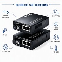 Convertidor de Medios de Fibra Óptica ZTRS 10/100M, 2 Puertos, Fibra Única SC, 20 km, para Cámara IP, CCTV, NVR, Seguridad, Telecomunicaciones, Red de Acceso