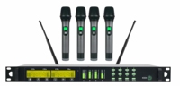 Système de microphones sans fil à 4 canaux, ensemble de micros sans fil UHF quad, microphone radio pour chant sur scène, église et école