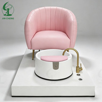 Jincheng Mobilier de salon de manucure sans tuyau Massage relaxant rose de luxe Spa des pieds Chaise de thérapie des pieds sans bol