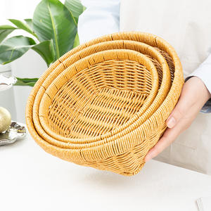 Panier de rangement en rotin, ensemble de paniers taille M, empilables, pour cuisine, fruits, légumes, organisateur de bureau, forme de bol, origine Bobai - Product Image 2