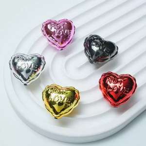 Perles acryliques multicolores brillantes en forme de cœur pour le bricolage, matériel fait main, chaîne de téléphone portable, accessoires, pendentif de sac. - Product Image 2