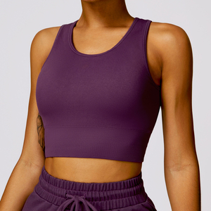 Nouveau débardeur de sport sans coutures tendance, débardeur ajusté pour le fitness <span class=keywords><strong>avec</strong></span> manches courtes, haut de yoga à manches courtes - Product Image 4