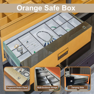 Kỹ thuật số thông minh mật khẩu khóa sinh trắc học vân tay Orange trang sức Organizer da an toàn tiền gửi hộp nhung lưu trữ bên trong - Product Image 3