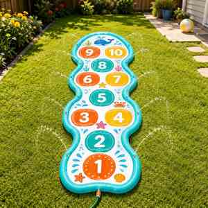 Kids Inflatable Hopscotch Sprinkler Inflatable Mat Outdoor Water Play <b>Game</b> Ocean Theme Summer Splash <b>Pad</b> Toy - Product Image 5