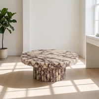 Table basse de luxe au design minimaliste haut de gamme en marbre Calacatta Viola pour villa