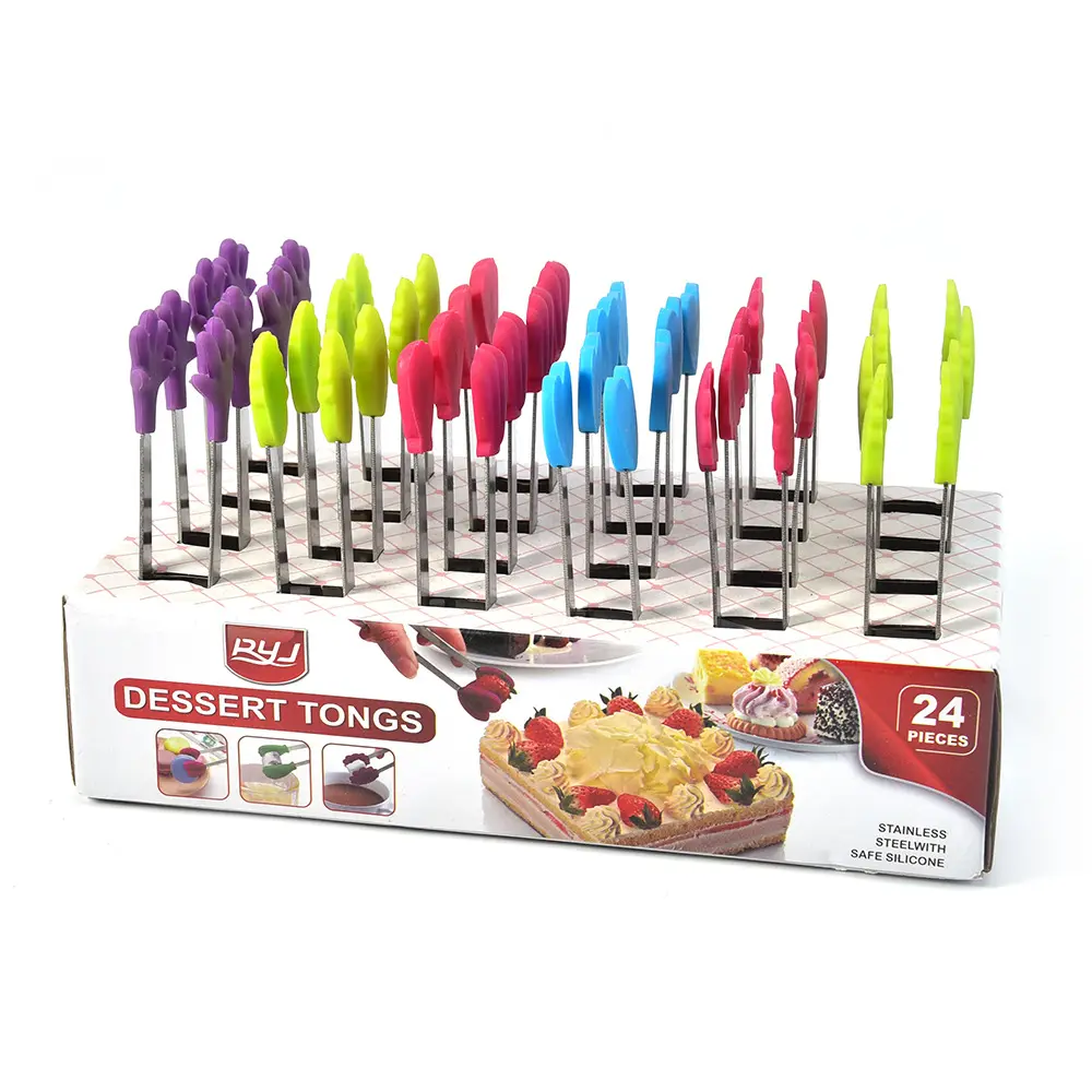 Salade en acier inoxydable servant BBQ pinces à glace Mini pince à nourriture en silicone ustensile