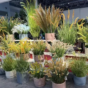 T43 Wholesale Artificial Zebra Onion Grass Faux Sunny Flower Grass Plants For Indoor And Outdoor Decoration