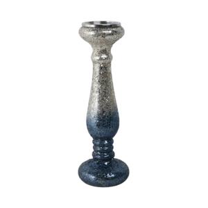 Portacandele in Vetro Sfumato Effetto Craquelé, Moderno Candelabro a Colonna, Centrotavola, Decorazione per la Casa - Product Image 4