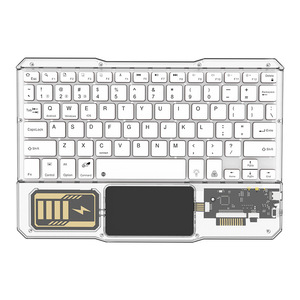 7 couleurs LED rétro-éclairage Transparent cristal clair BT <span class=keywords><strong>clavier</strong></span> sans fil pour iPad <span class=keywords><strong>Samsung</strong></span> Windows Android IOS universel - Product Image 5