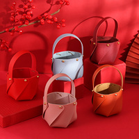 Sac cadeau populaire en cuir PU, mini panier 8*9cm avec poignée, emballage personnalisé pour bonbons et biscuits, fournitures pour la maison