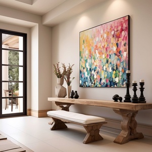 Pintura al Óleo Abstracta Minimalista Hecha a Mano sobre Lienzo, Arte de Pared para Decoración Retro Moderna de Hogar u Oficina - Product Image 3