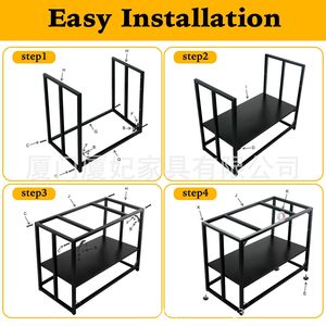 Metal Aquarium Stand 40 Gallon <b>Black</b> Iron <b>Frame</b> Durable For Indoor Turtle Tank - Product Image 2