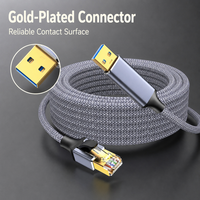 Câble adaptateur USB Type-C vers Gigabit Ethernet, convertisseur réseau USB-C vers RJ45 avec câble tressé et boîtier en alliage d'aluminium